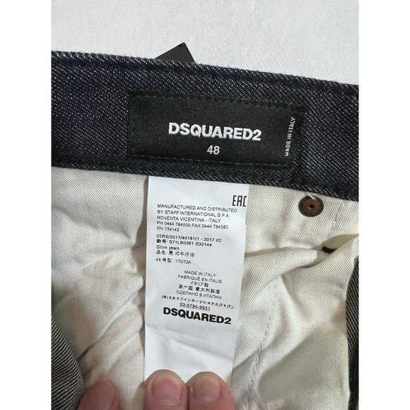 DSQUARED2 Mens Slim Jean Jeans IT52 W36 Dark Blue Denim S71LB0363S30144470 NWT - Picture 10 of 16